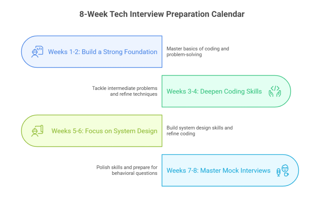 What to Practice Each Week for Tech Interviews