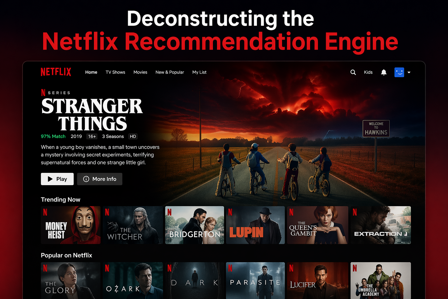 Netflix recommendation algorithm homepage interface example