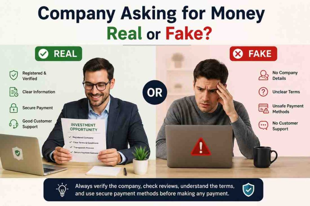 company asking for money real or fake